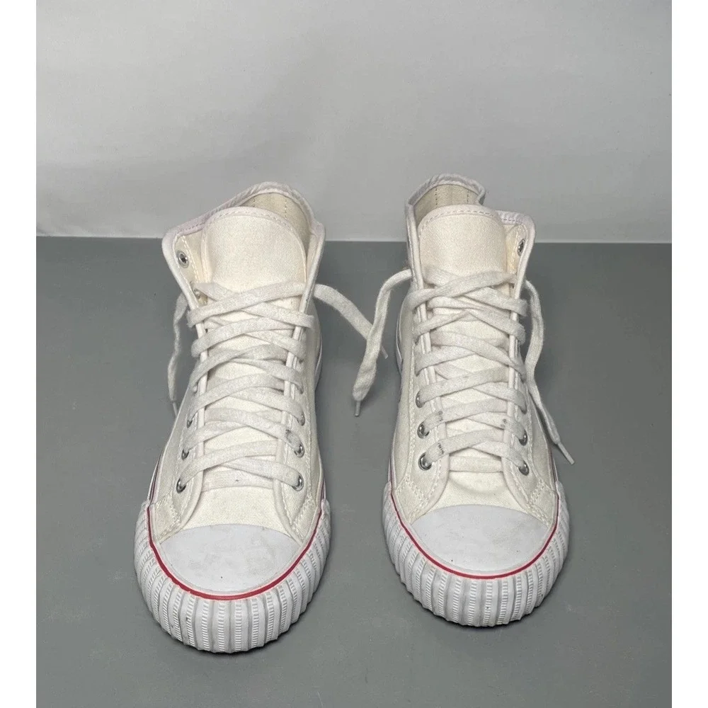 P.F. Flyers Center High Top White Canvas Shoes Sneakers Men's 6.5 Women's 8